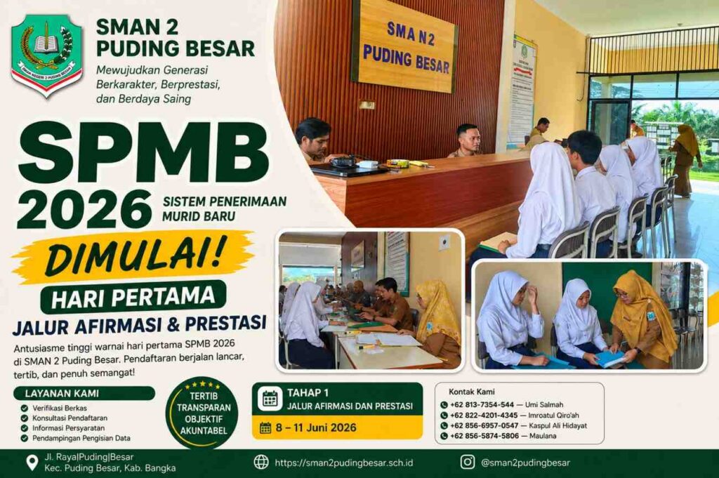 Hari Pertama Jalur Afirmasi dan Prestasi di SMAN 2 Puding Besar Berjalan Lancar, Tertib, dan Penuh Semangat Menuju Generasi Hebat