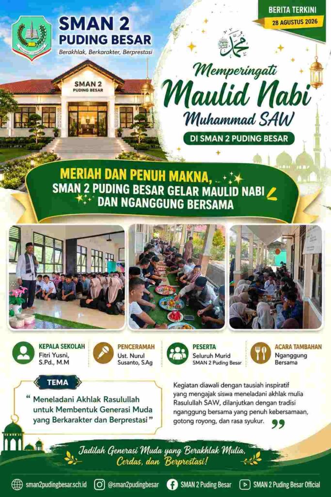  🕌🌙 Meriah dan Penuh Makna! SMAN 2 Puding Besar Gelar Maulid Nabi dan Nganggung Bersama 🤲✨