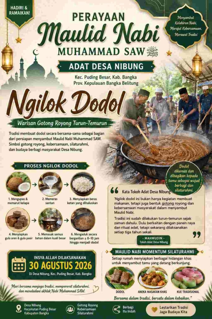 🔥🍯 Ngilok Dodol! Tradisi Unik Desa Nibung Sambut Maulid Nabi dengan Semangat Gotong Royong 🕌✨
